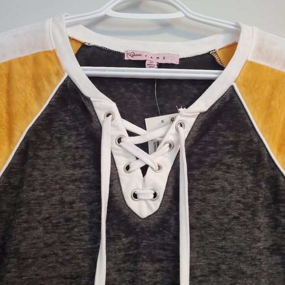 Crave Fames No Boundaries Juniors' lace-up colorblock short sleeve t-shirt - Picture 6 of 9